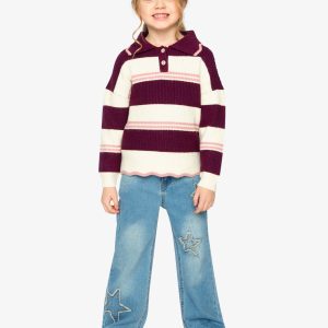 Scalloped Collar Sweater Red And White Stripes - Image 5