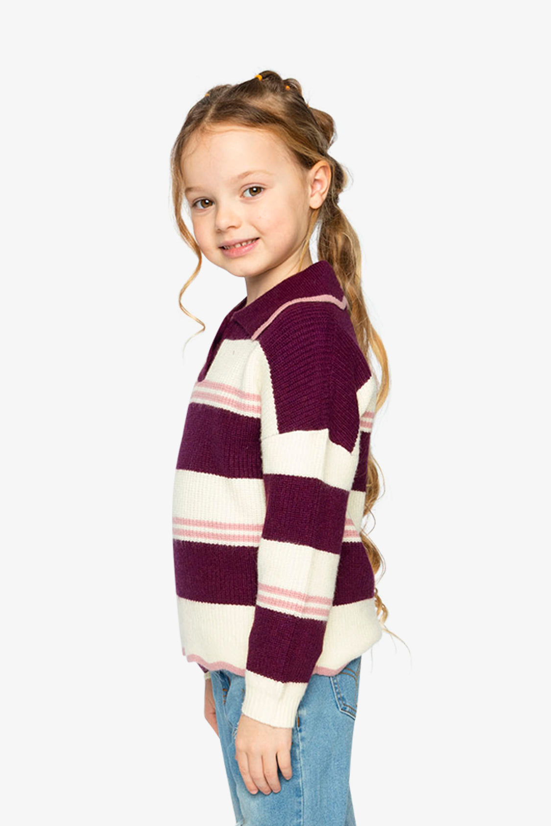 Scalloped Collar Sweater Red And White Stripes - Image 3