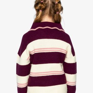 Scalloped Collar Sweater Red And White Stripes - Image 4