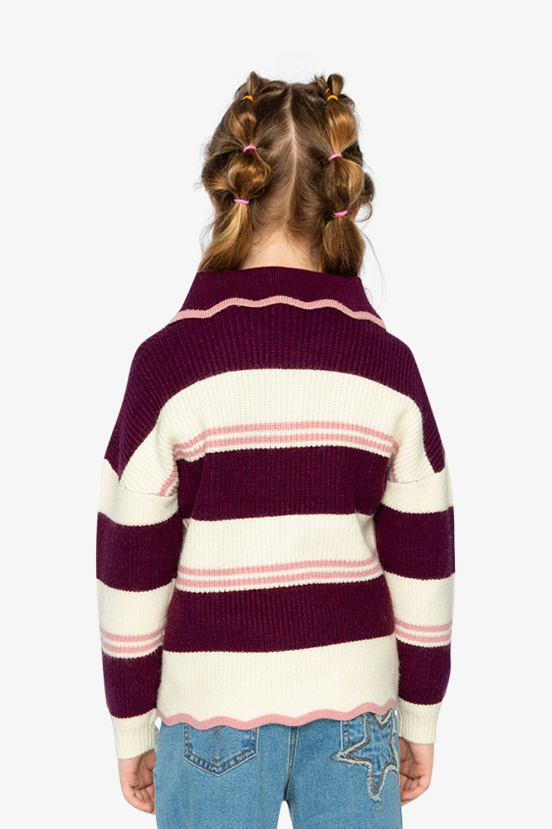 Scalloped Collar Sweater Red And White Stripes - Image 4