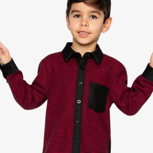 Alternative view of Button Down Shirt Black And Red Houndstooth