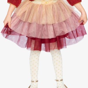 Multi Layer Glittering Mesh Skirt Red, Pink And Beige - Image 2