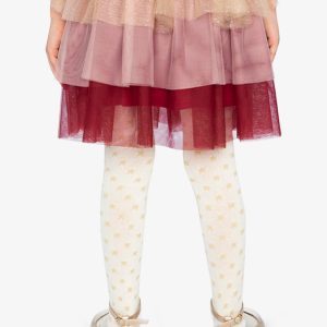 Multi Layer Glittering Mesh Skirt Red, Pink And Beige - Image 4