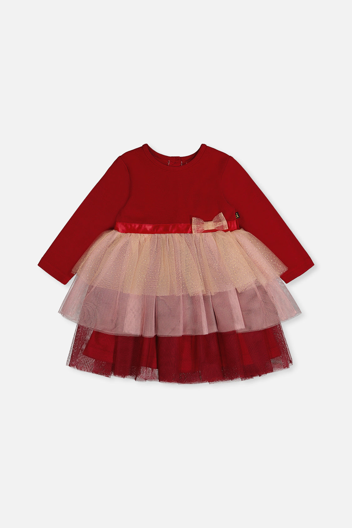 Bi-Material Dress With Glittering Skirt Red - Image 8