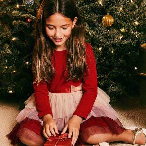 Alternative view of Bi-Material Dress With Glittering Skirt Red