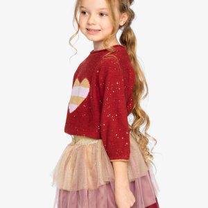 3/4 Sleeve Knitted Sweater Red - Image 3