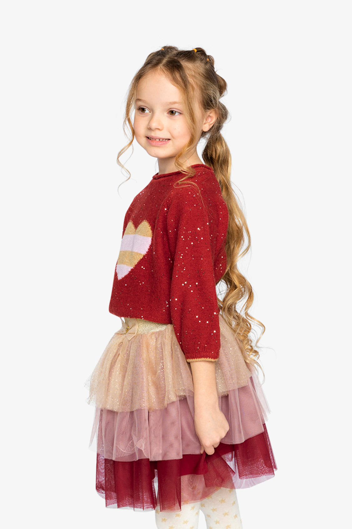 3/4 Sleeve Knitted Sweater Red - Image 3