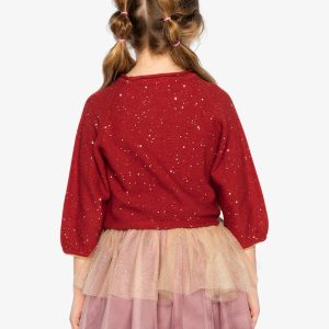 3/4 Sleeve Knitted Sweater Red - Image 4