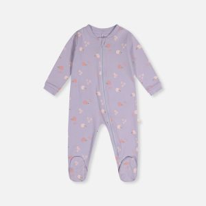 Baby Organic Cotton One Piece Pajama Purple Hedgehog Print - Image 8