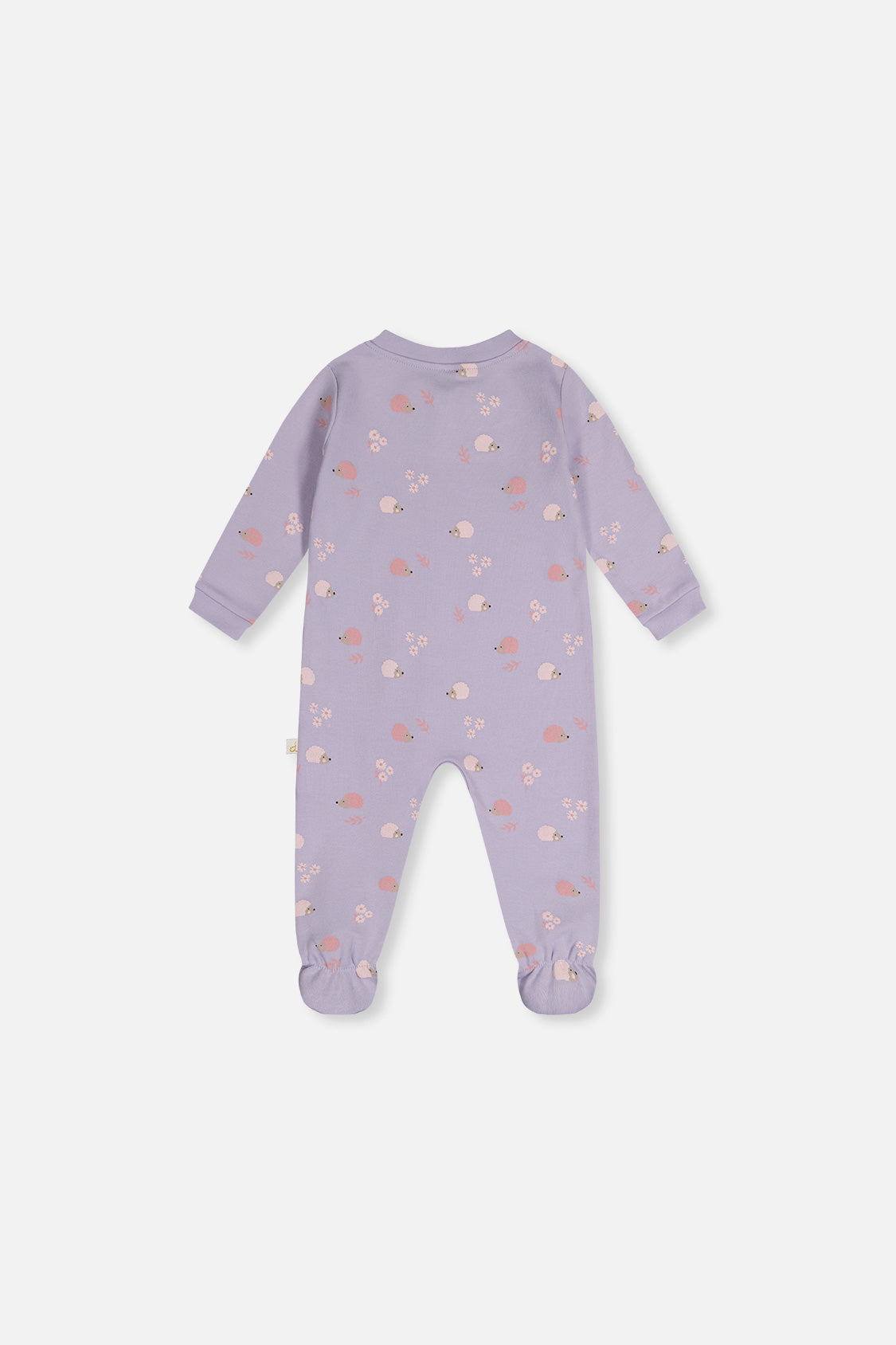 Baby Organic Cotton One Piece Pajama Purple Hedgehog Print - Image 2