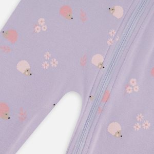 Baby Organic Cotton One Piece Pajama Purple Hedgehog Print - Image 3