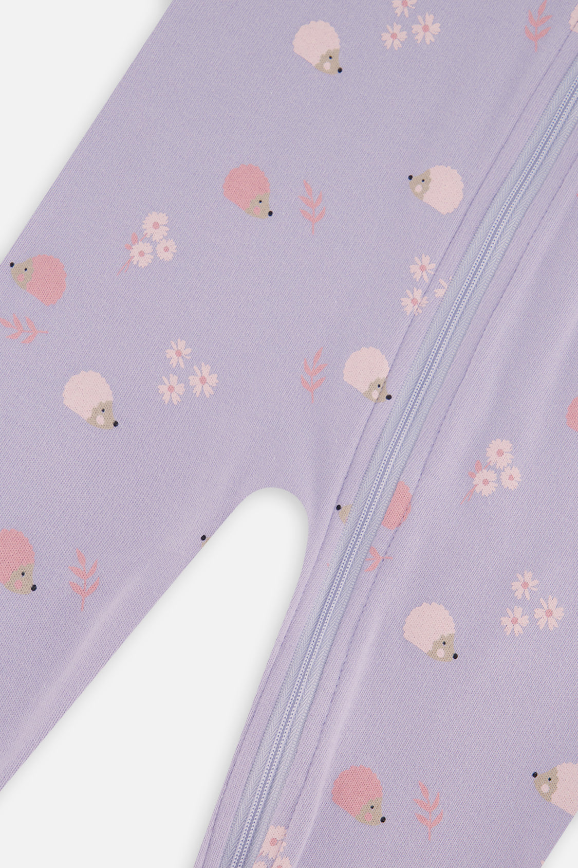 Baby Organic Cotton One Piece Pajama Purple Hedgehog Print - Image 3