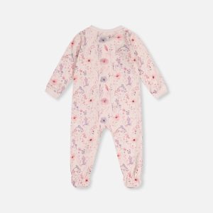 Alternative view of Baby Organic Cotton One Piece Pajama Pink Floral Print