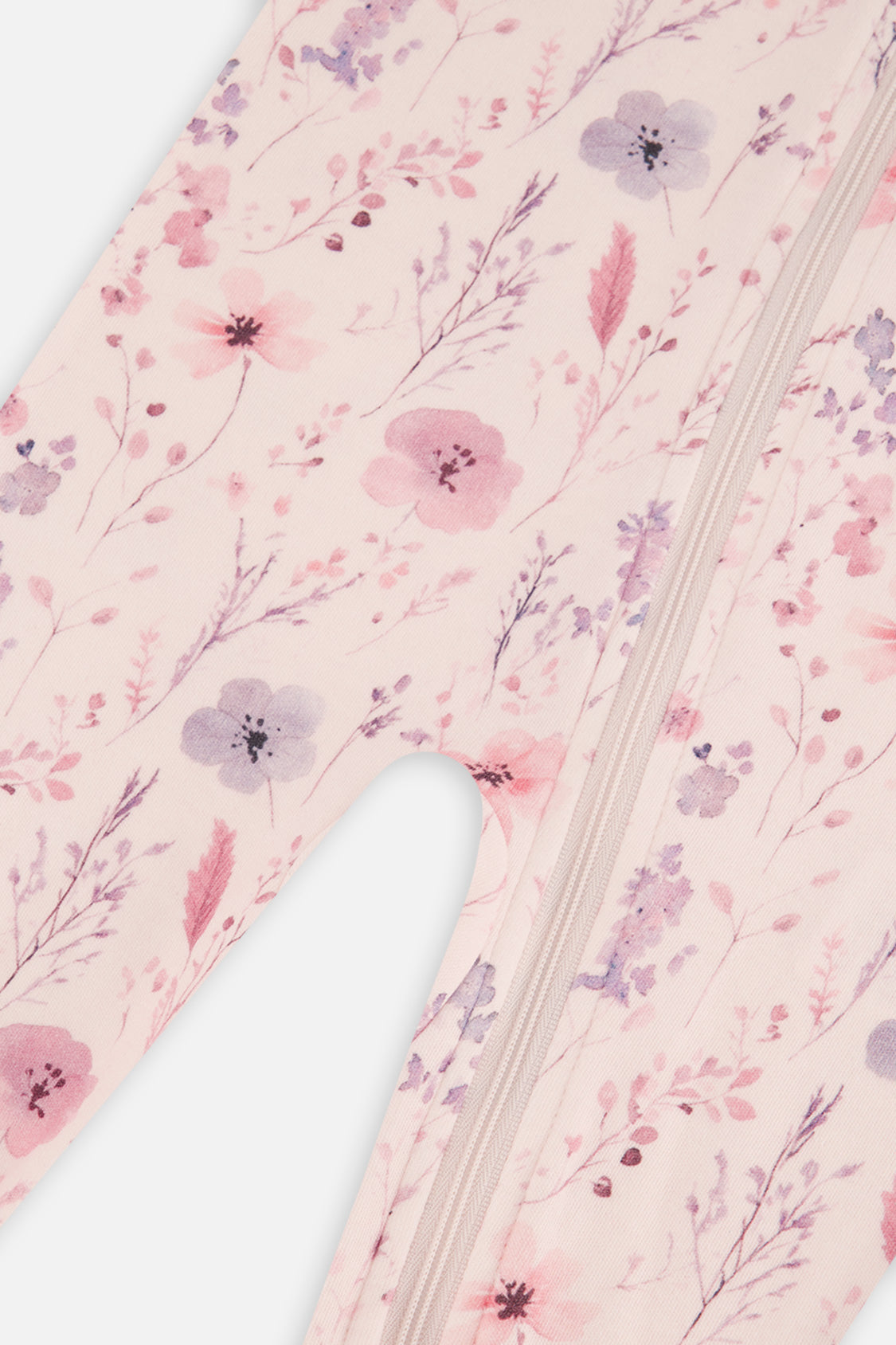 Baby Organic Cotton One Piece Pajama Pink Floral Print - Image 3