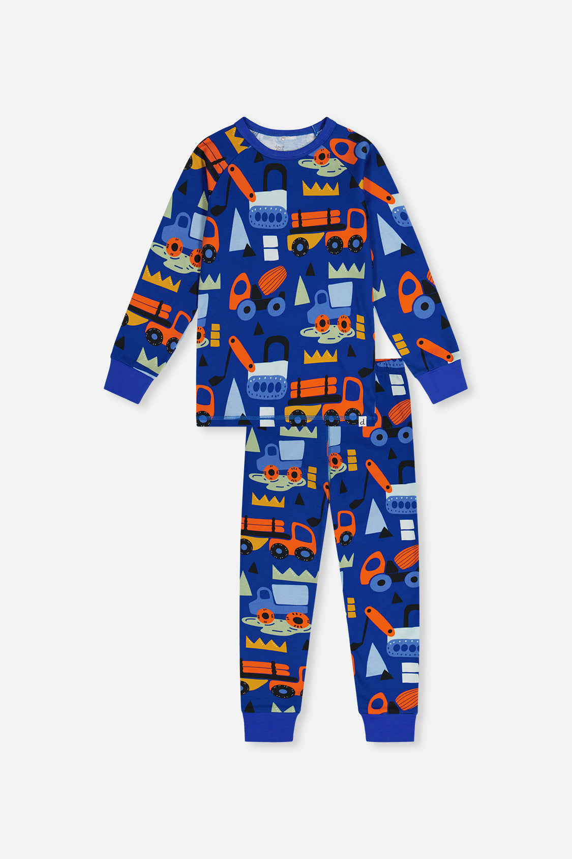 Organic Cotton Two Piece Pajama Set Blue Truck Print - Image 6