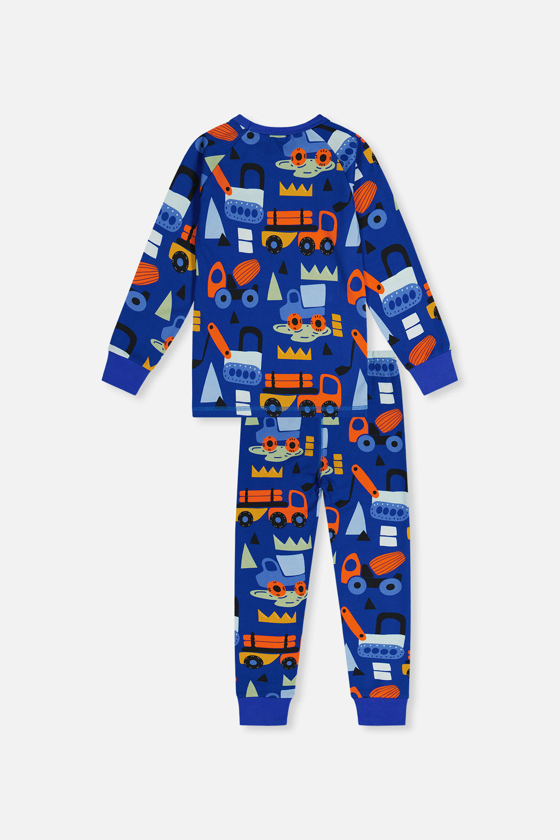 Organic Cotton Two Piece Pajama Set Blue Truck Print - Image 5