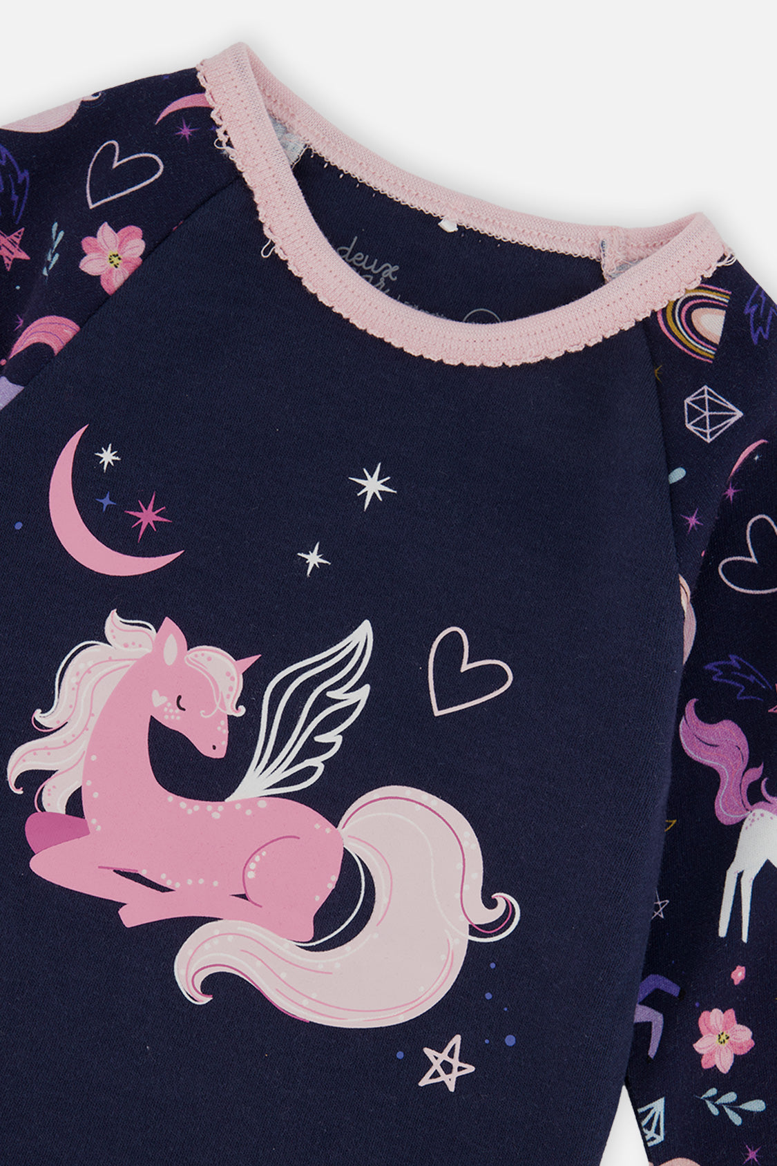 Organic Cotton Two Piece Pajama Set Purple Unicorn Print - Image 5
