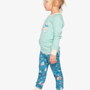 Organic Cotton Two Piece Pajama Set Blue House Print - Image 3