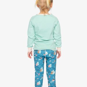 Organic Cotton Two Piece Pajama Set Blue House Print - Image 4