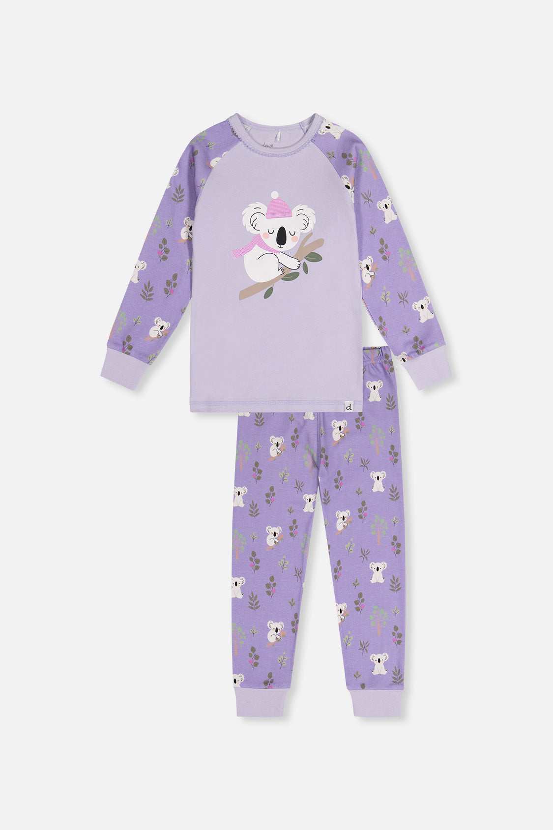Organic Cotton Two Piece Pajama Set Purple Koala Print - Image 13