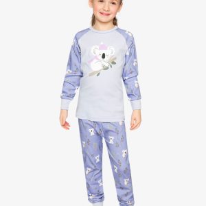 Organic Cotton Two Piece Pajama Set Purple Koala Print - Image 2