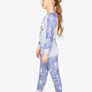 Organic Cotton Two Piece Pajama Set Purple Koala Print - Image 3