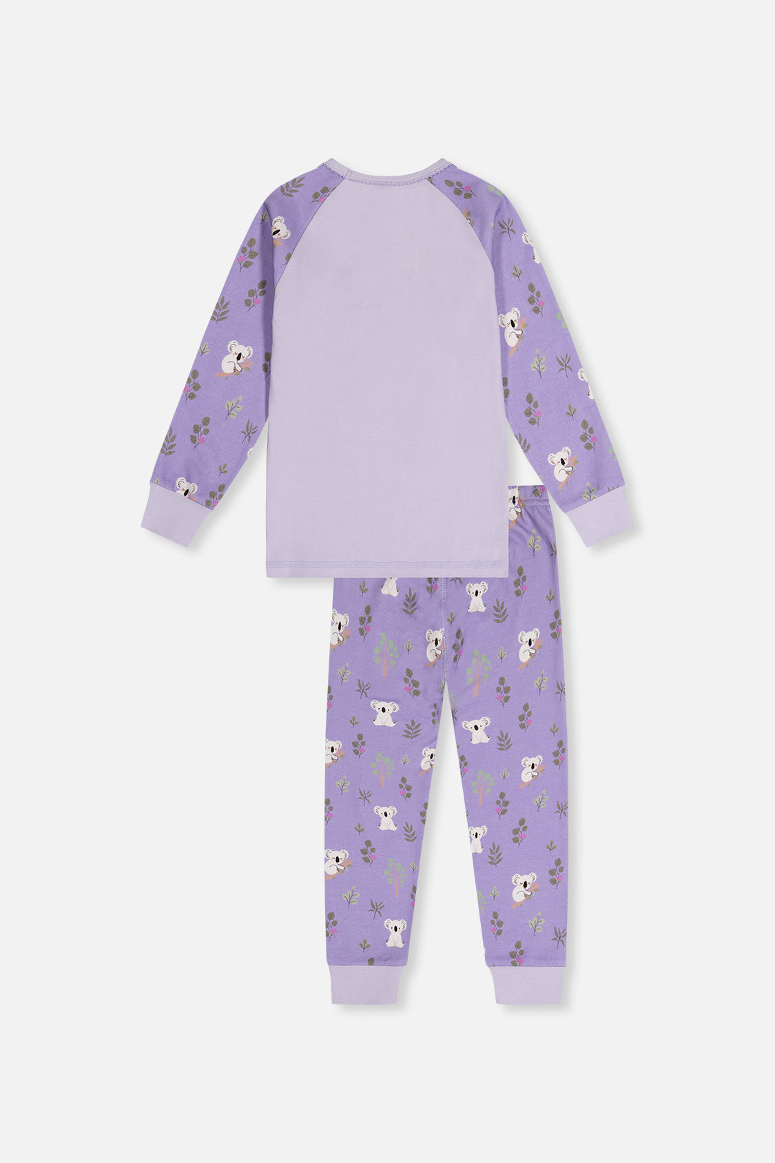 Organic Cotton Two Piece Pajama Set Purple Koala Print - Image 5