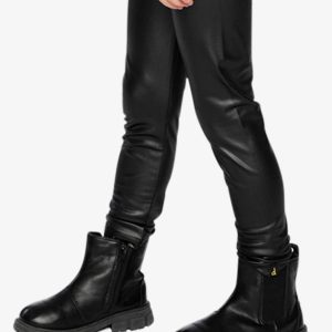 Faux Leather Leggings Black - Image 3