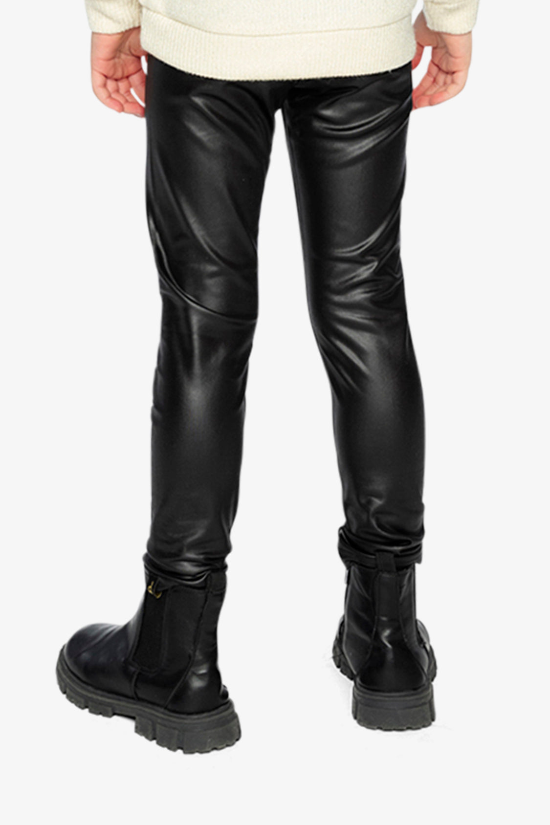Faux Leather Leggings Black - Image 4