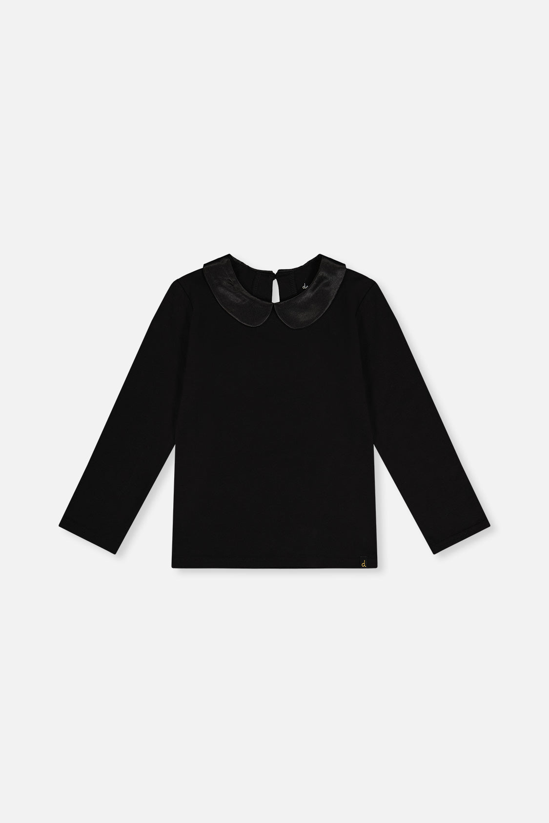 Organic Cotton T-Shirt With Peter Pan Collar Black - Image 7