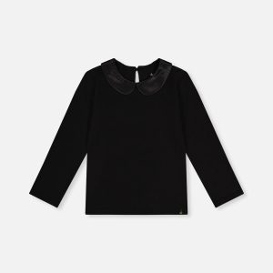 Organic Cotton T-Shirt With Peter Pan Collar Black - Image 14
