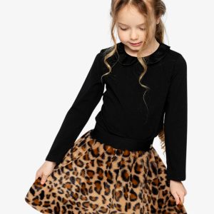 Organic Cotton T-Shirt With Peter Pan Collar Black - Image 2