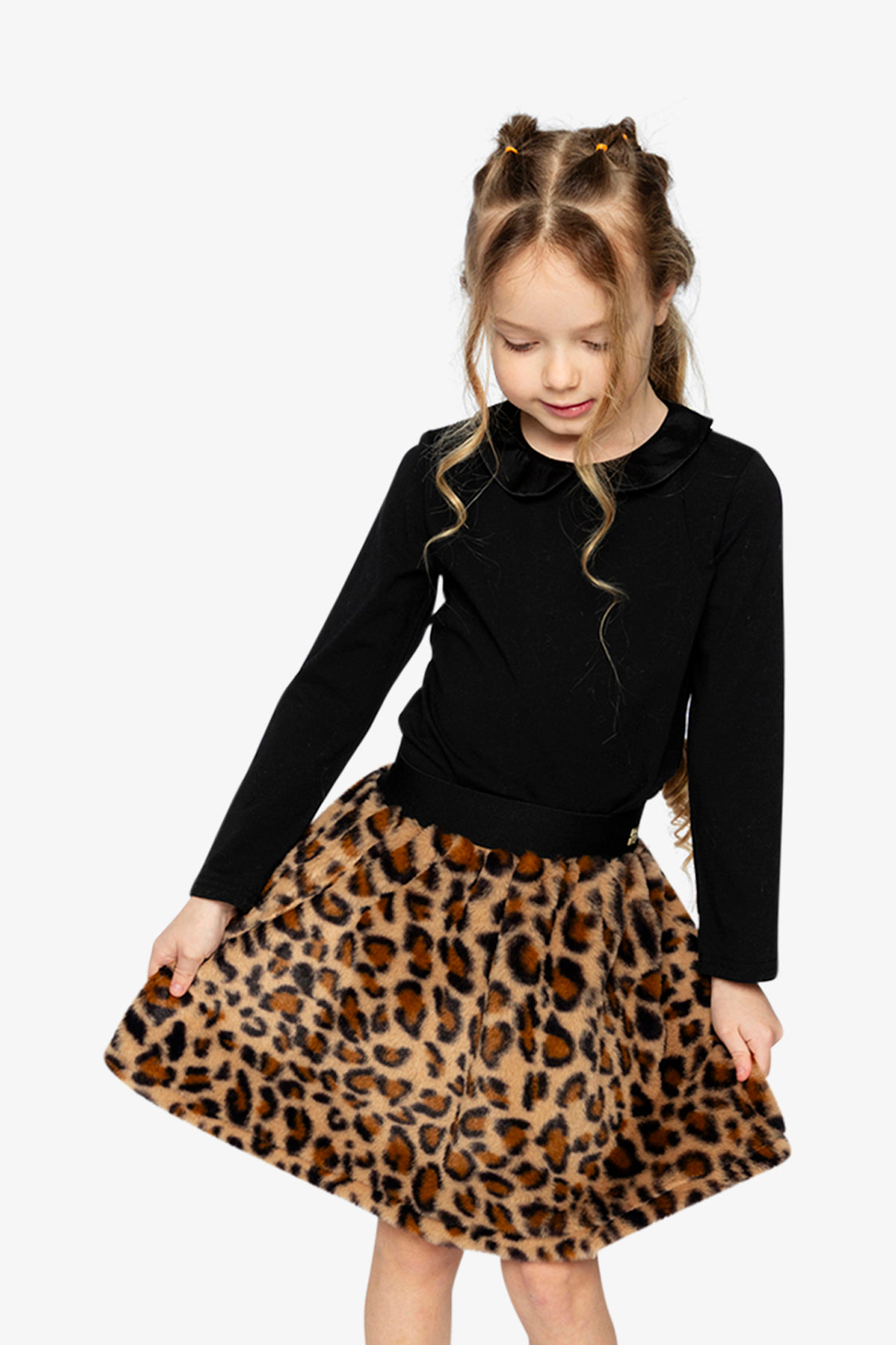 Organic Cotton T-Shirt With Peter Pan Collar Black - Image 2