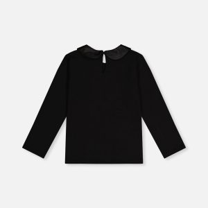 Organic Cotton T-Shirt With Peter Pan Collar Black - Image 3