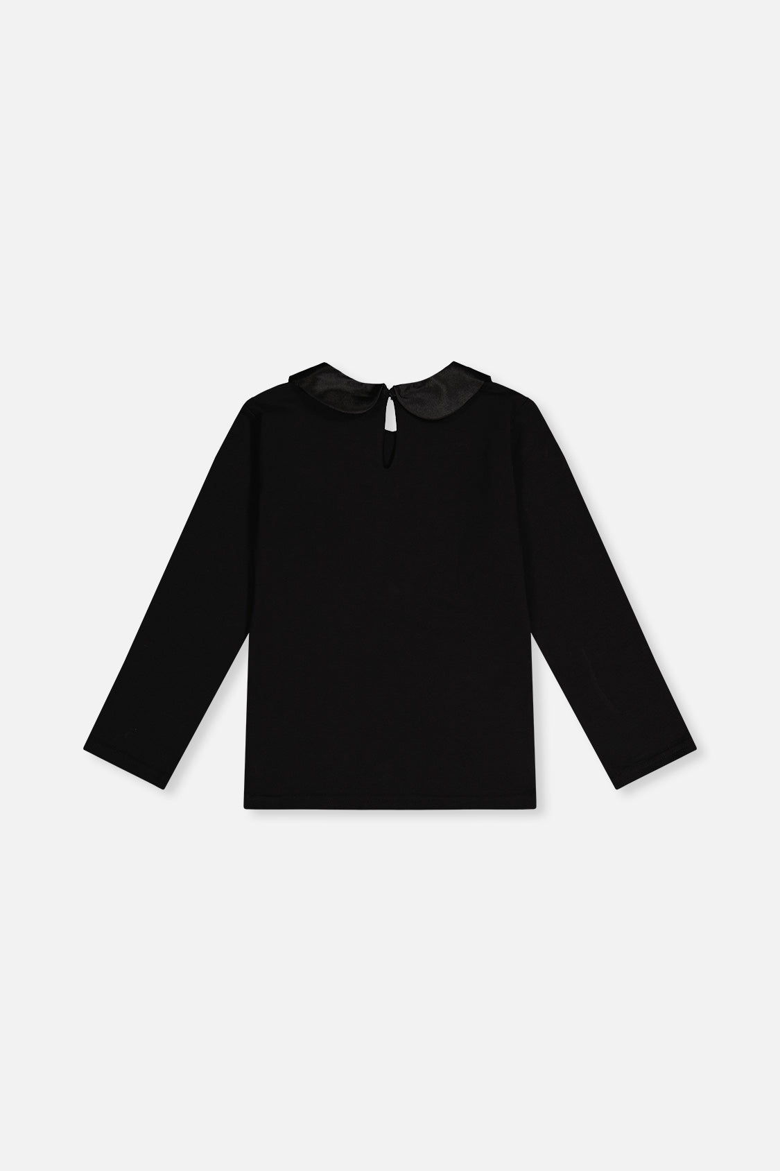 Organic Cotton T-Shirt With Peter Pan Collar Black - Image 3