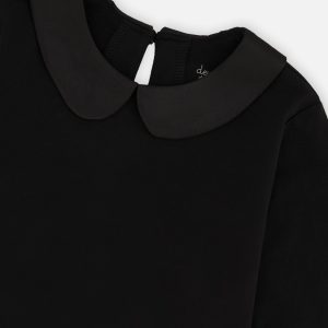 Organic Cotton T-Shirt With Peter Pan Collar Black - Image 5