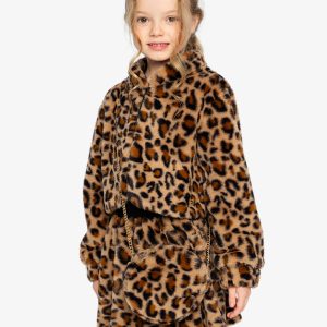 Faux Fur Skirt Brown Leopard Print - Image 4