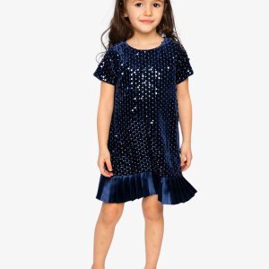 Alternative view of Short Sleeve A-Line Dress Dark Blue