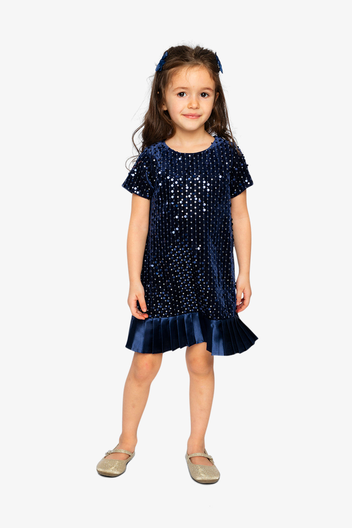 Short Sleeve A-Line Dress Dark Blue - Image 2