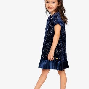 Short Sleeve A-Line Dress Dark Blue - Image 3