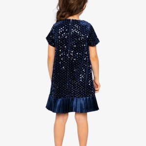 Short Sleeve A-Line Dress Dark Blue - Image 4