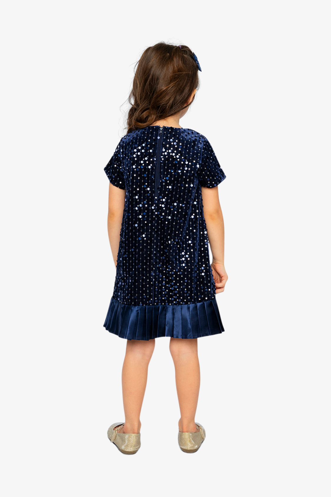 Short Sleeve A-Line Dress Dark Blue - Image 4