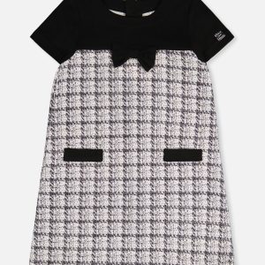 Sleeveless Knitwear A-Line Dress Black And White