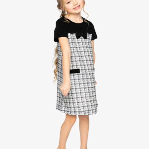Sleeveless Knitwear A-Line Dress Black And White - Image 3