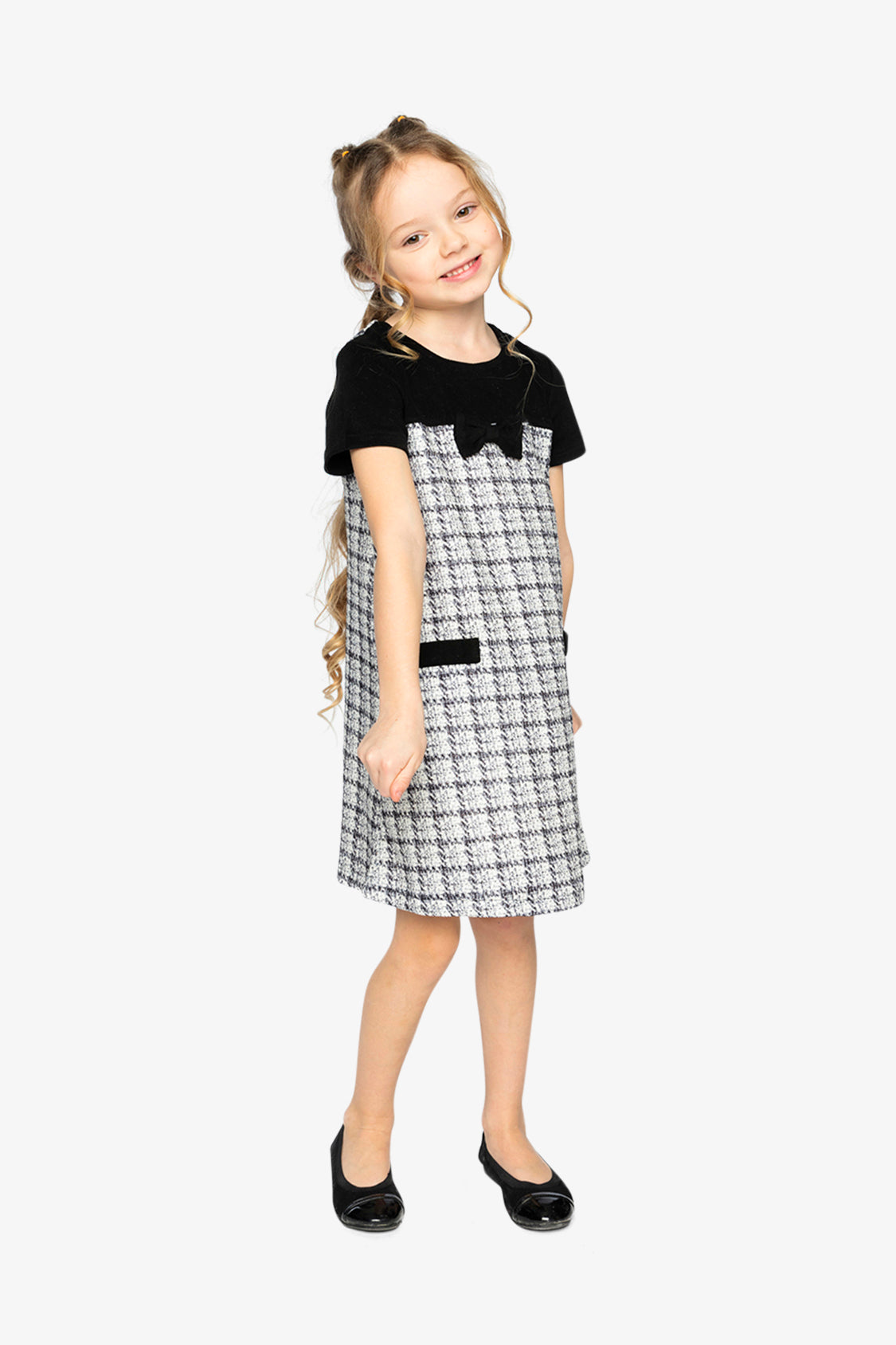 Sleeveless Knitwear A-Line Dress Black And White - Image 3