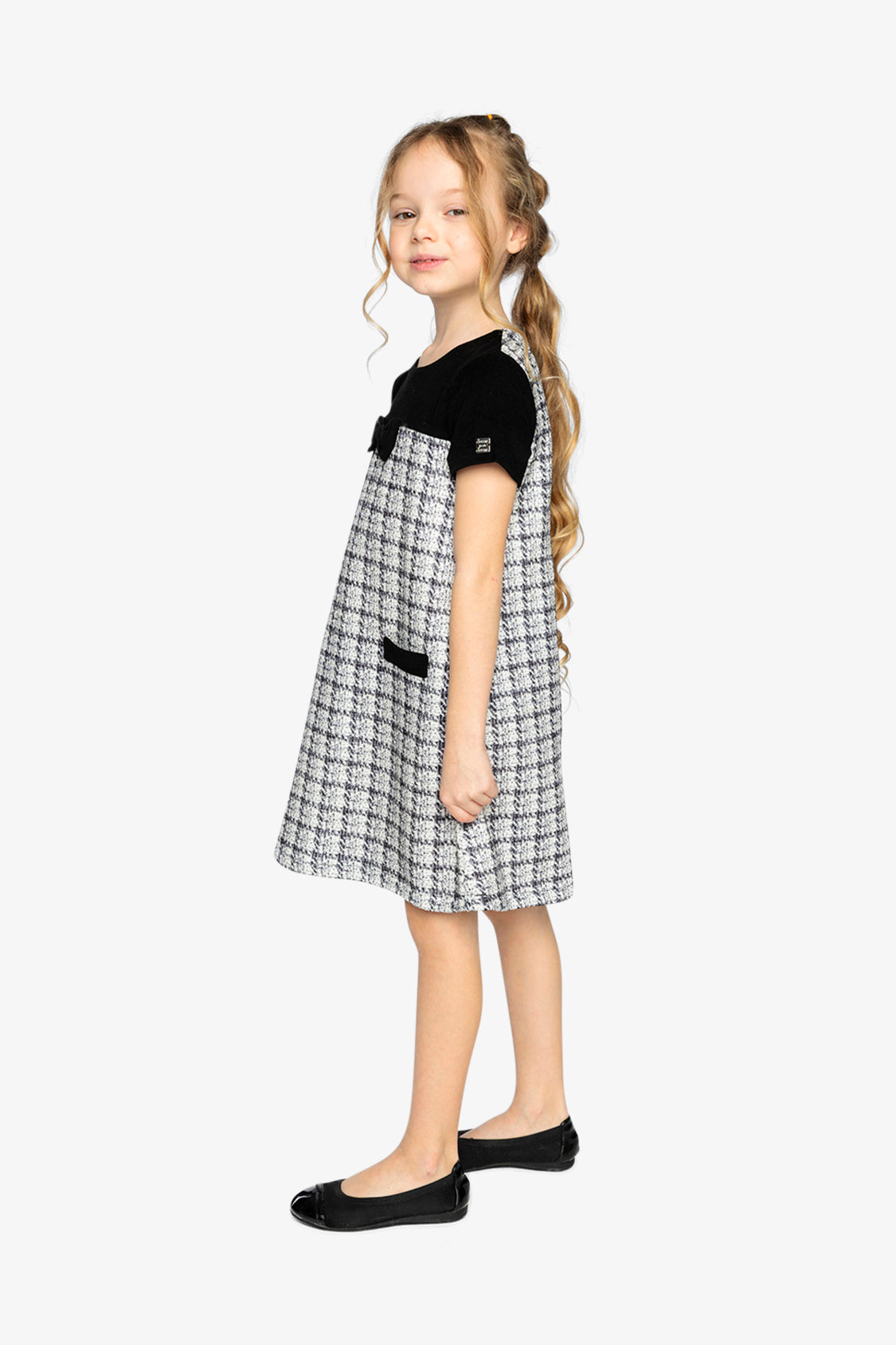 Sleeveless Knitwear A-Line Dress Black And White - Image 4