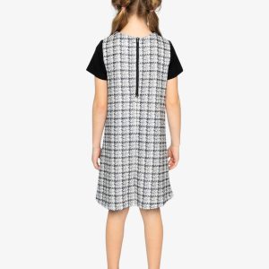 Sleeveless Knitwear A-Line Dress Black And White - Image 5