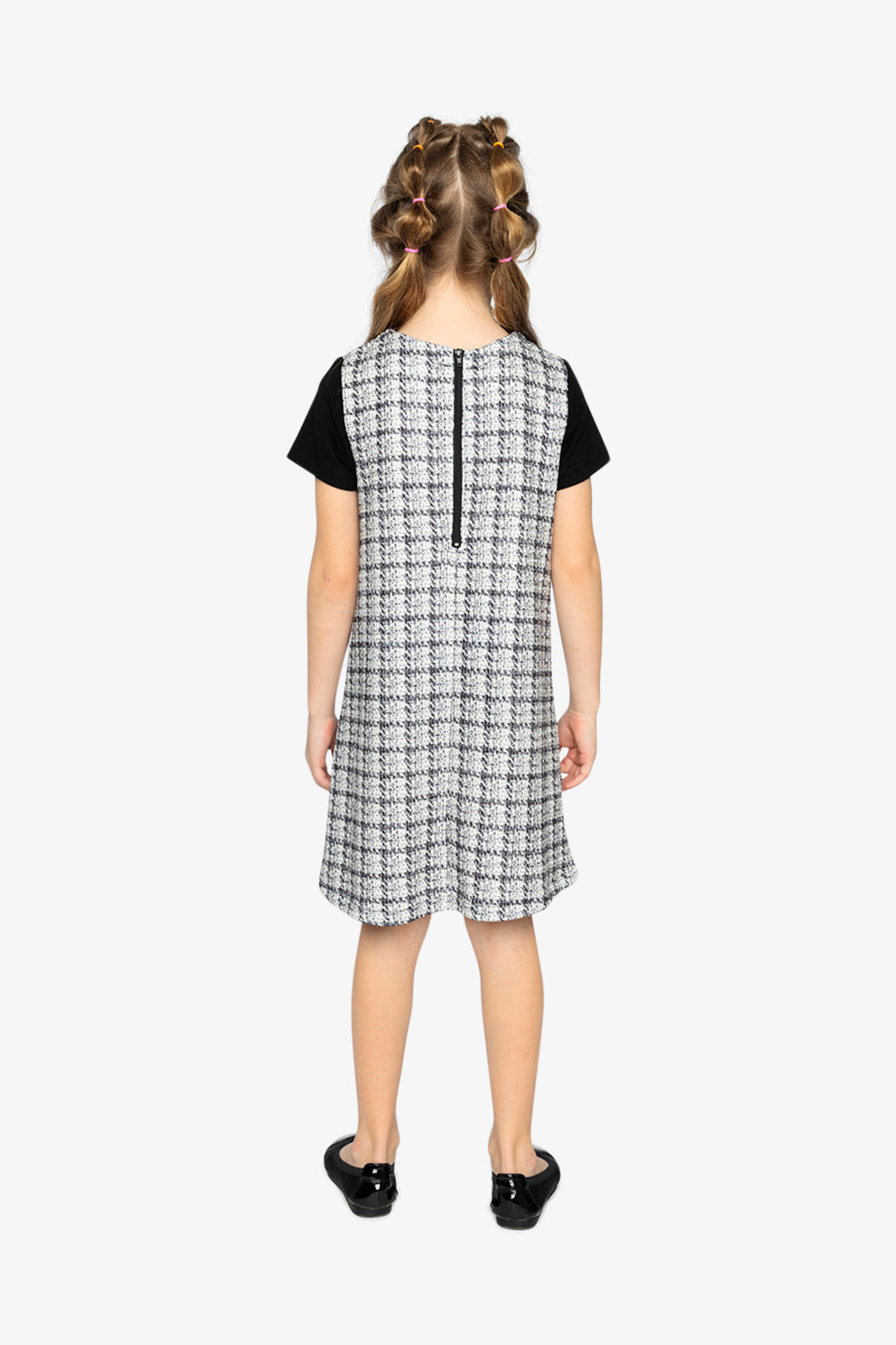 Sleeveless Knitwear A-Line Dress Black And White - Image 5