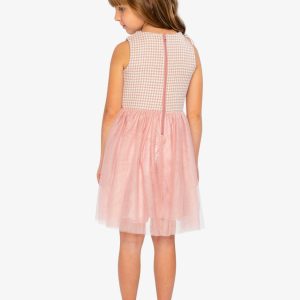 Bi-Material Sleeveless Dress Pink Houndstooth - Image 5