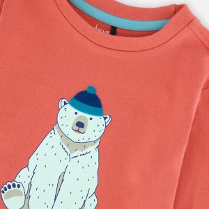 Baby Long Sleeve Organic Cotton T-Shirt Rose Orange - Image 3